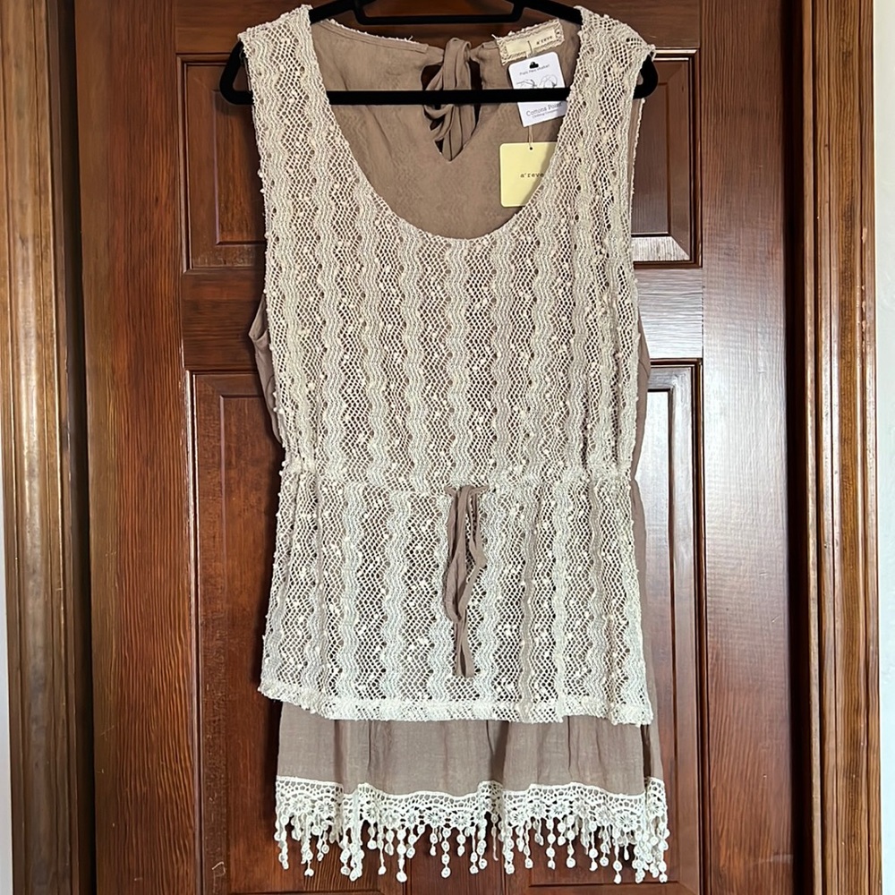a’reve NWT Embellished BoHo Lace Sleeveless Blouse Size 1XL